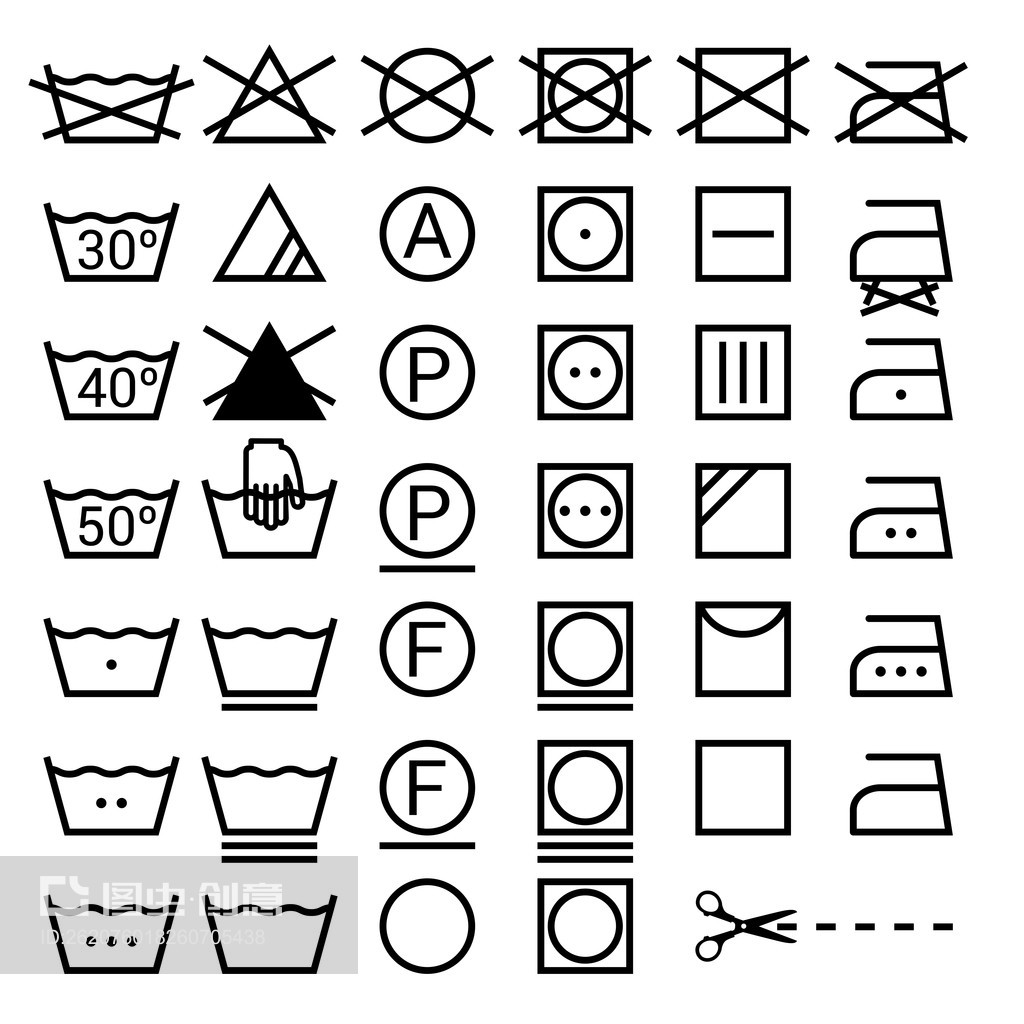 一(yī)套洗滌符号Set of washing symbols